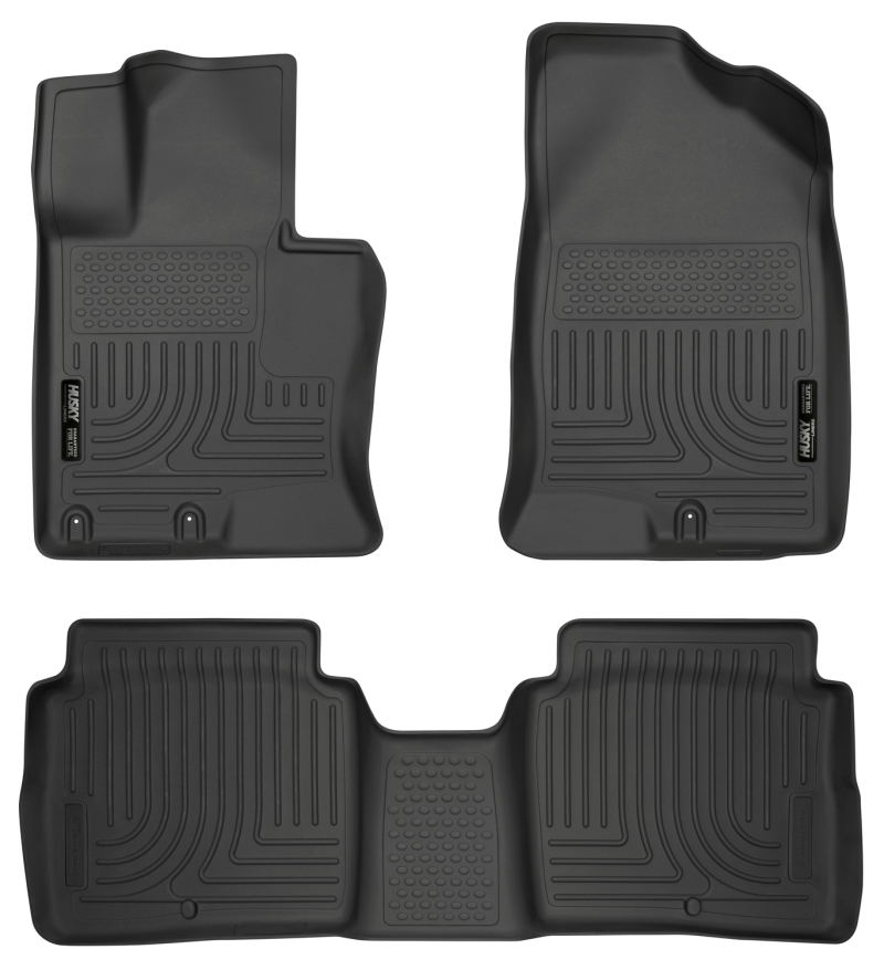Kia Optima Floor Liners - Front + Rear - Husky Liners - WeatherBeater - Black - `11-`14